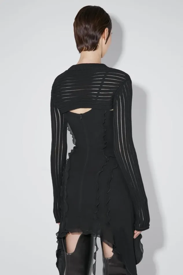 Women Knitwear MISBHV Monofilament Pinstripe Shrug Black