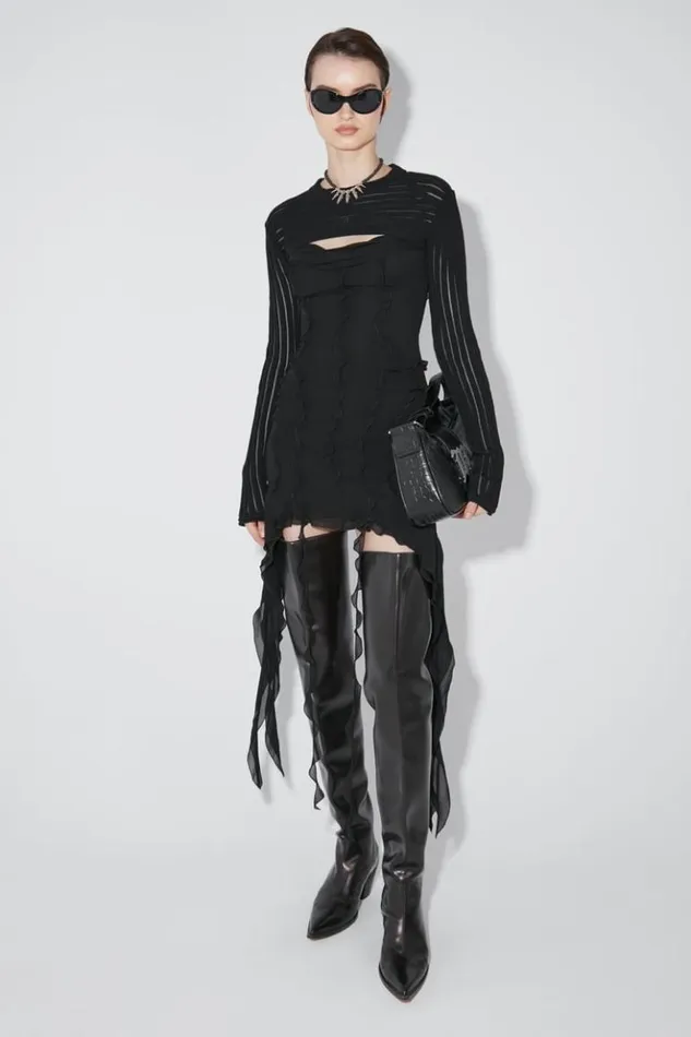Women Knitwear MISBHV Monofilament Pinstripe Shrug Black