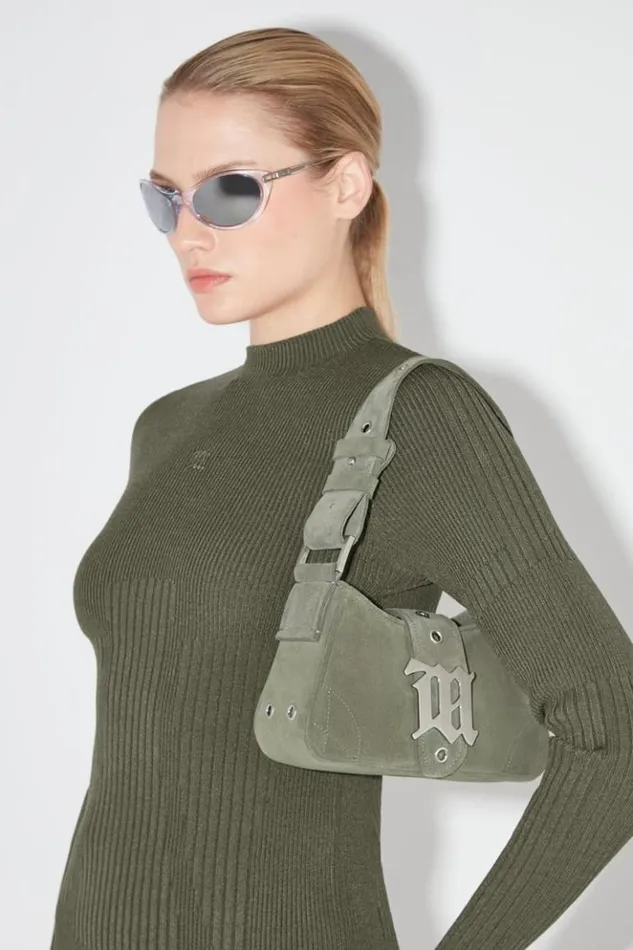 Women Knitwear MISBHV Ribbed Longsleeve Mockneck Grunge Olive