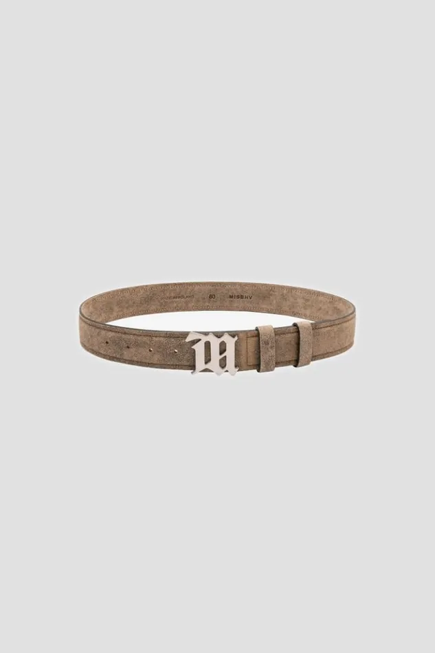 WomenMen Belts MISBHV Cracked Genuine Leather Belt Taupe