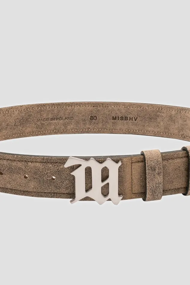 WomenMen Belts MISBHV Cracked Genuine Leather Belt Taupe