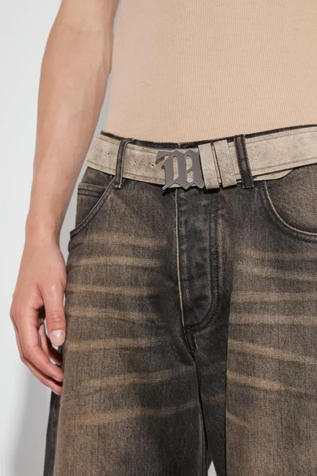 WomenMen Belts MISBHV Cracked Genuine Leather Belt Taupe