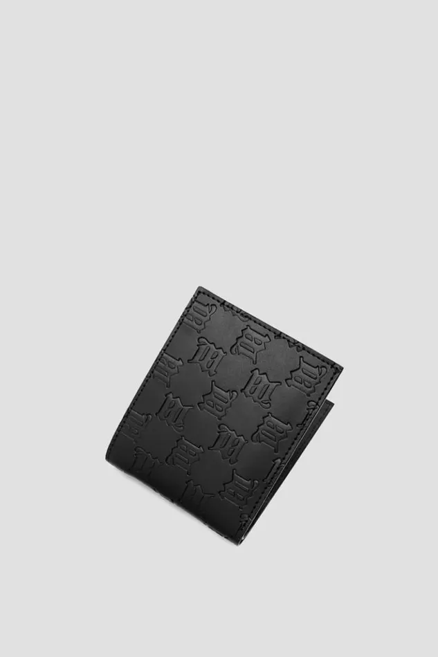 WomenMen Wallets MISBHV Embossed Monogram Bifold Wallet Black