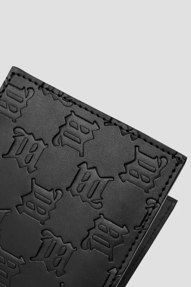 WomenMen Wallets MISBHV Embossed Monogram Bifold Wallet Black