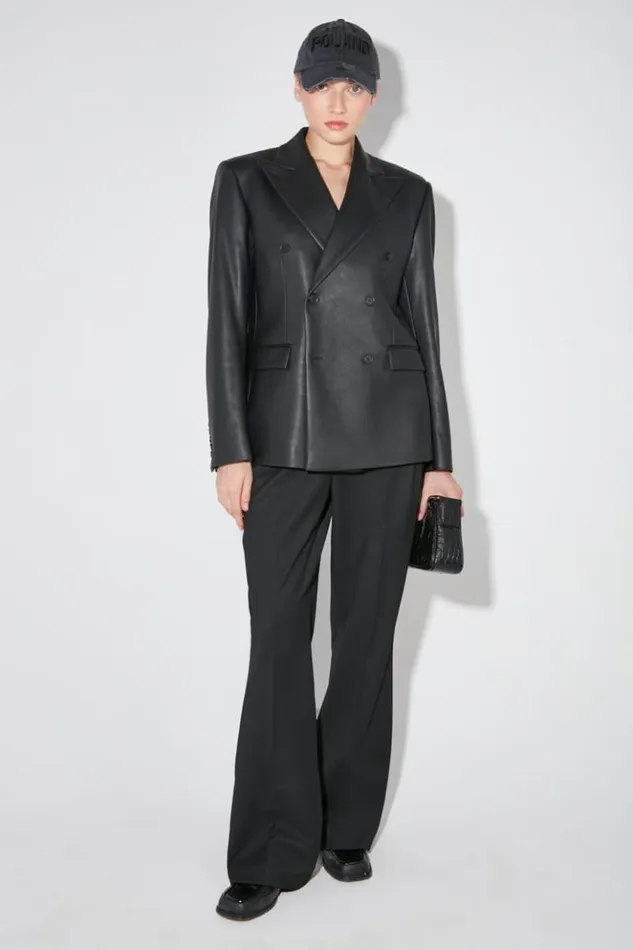 Women Outerwear MISBHV Matte Faux Leather Double Breasted Blazer Black