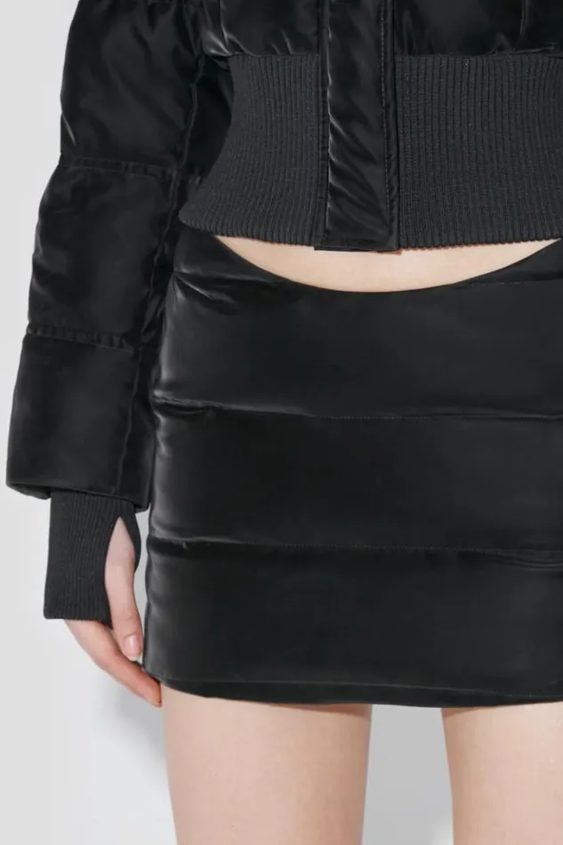 Women Outerwear MISBHV Velvet Latex Cropped Puffer Jacket With Fur Black