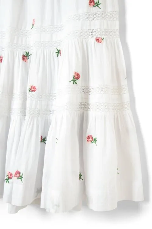 Women Skirts Damson Madder Eden Lace Midi Skirt 8211 Rose Embroidery