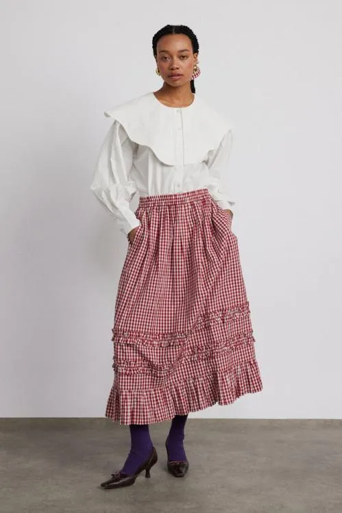 Women Skirts Damson Madder Rina Ruffle Skirt 8211 Red Gingham