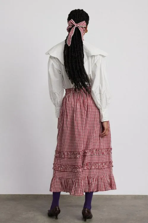 Women Skirts Damson Madder Rina Ruffle Skirt 8211 Red Gingham