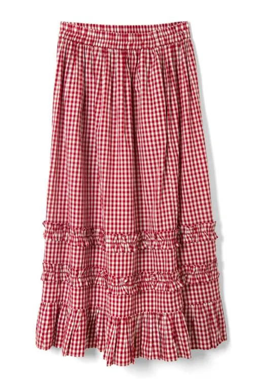 Women Skirts Damson Madder Rina Ruffle Skirt 8211 Red Gingham