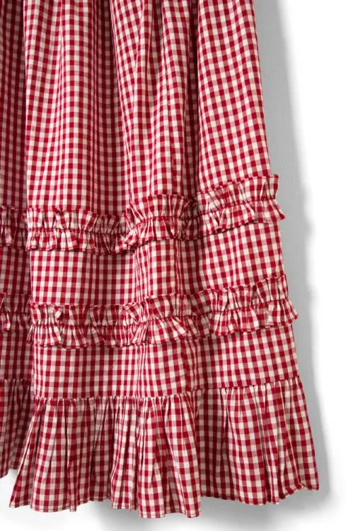 Women Skirts Damson Madder Rina Ruffle Skirt 8211 Red Gingham