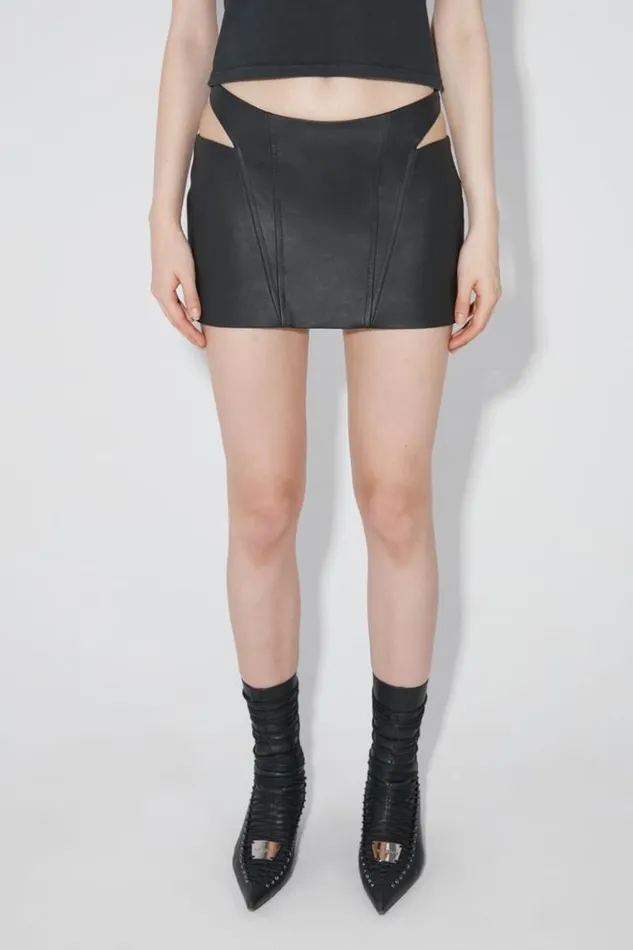 Women Skirts MISBHV Matte Faux Leather Cut Out Mini Skirt Black