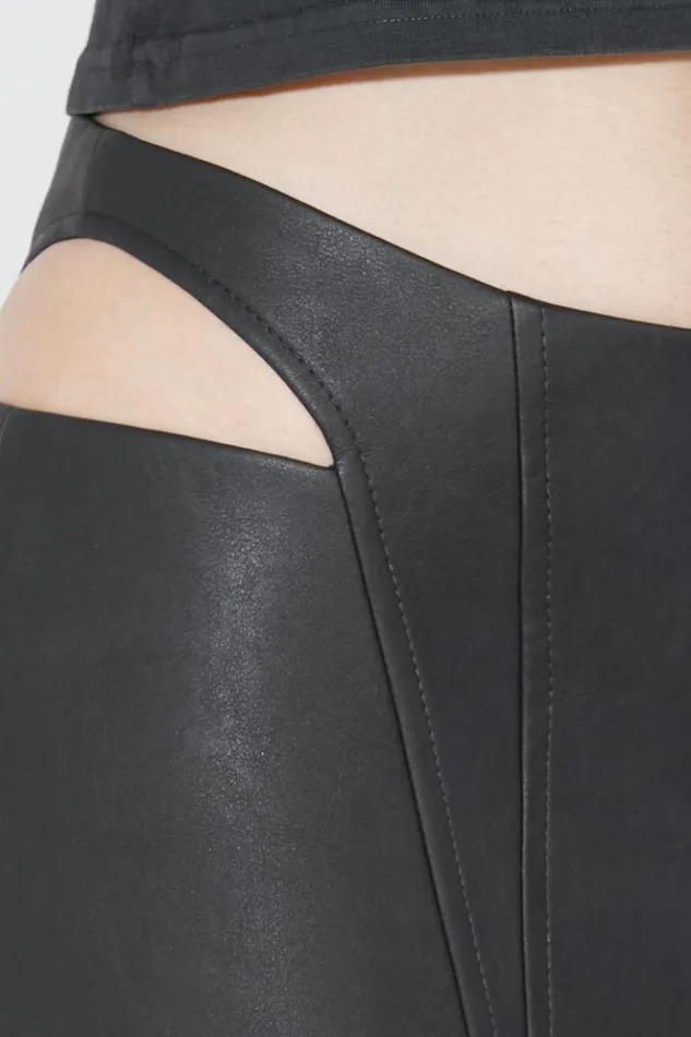 Women Skirts MISBHV Matte Faux Leather Cut Out Mini Skirt Black