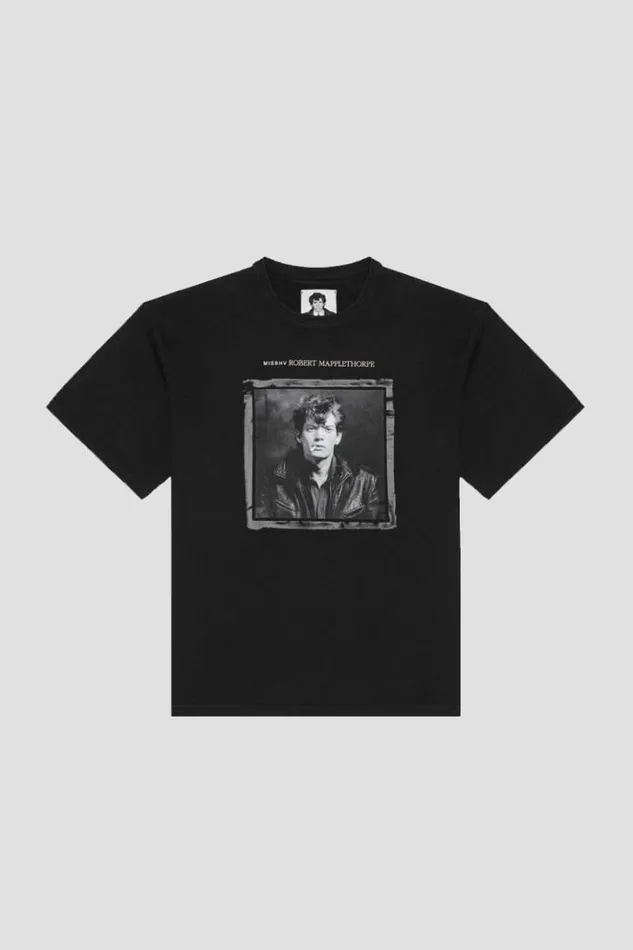 Women TShirts MISBHV Self Portrait 1980 Robert Mapplethorpe TShirt Black