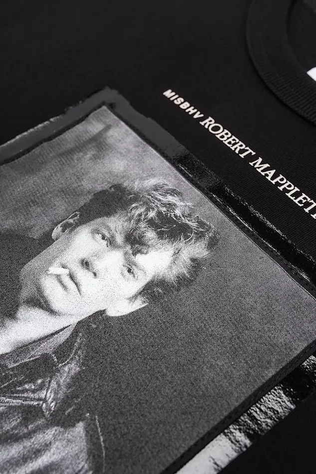 Women TShirts MISBHV Self Portrait 1980 Robert Mapplethorpe TShirt Black