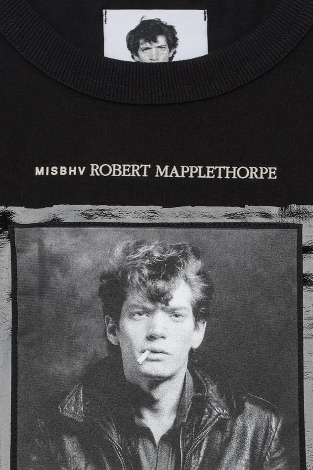 Women TShirts MISBHV Self Portrait 1980 Robert Mapplethorpe TShirt Black