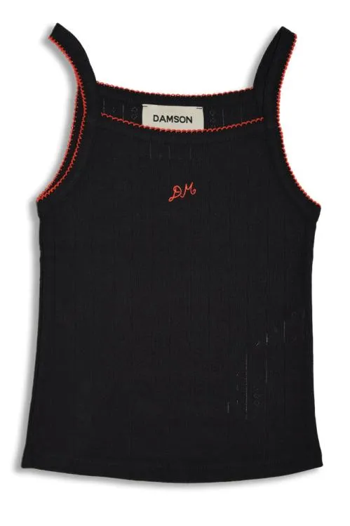 Women Tops Damson Madder Dm Cami Top 8211 Black Pointelle