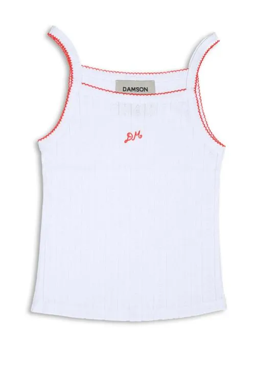 Women Tops Damson Madder Dm Cami Top 8211 White Pointelle