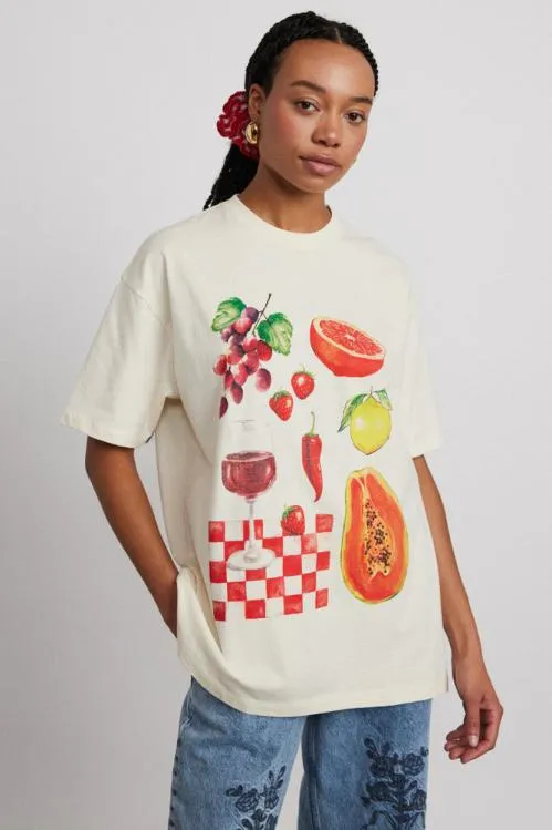 Women Tops Damson Madder Fruit Picnic Boyfriend Tee