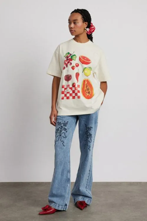 Women Tops Damson Madder Fruit Picnic Boyfriend Tee
