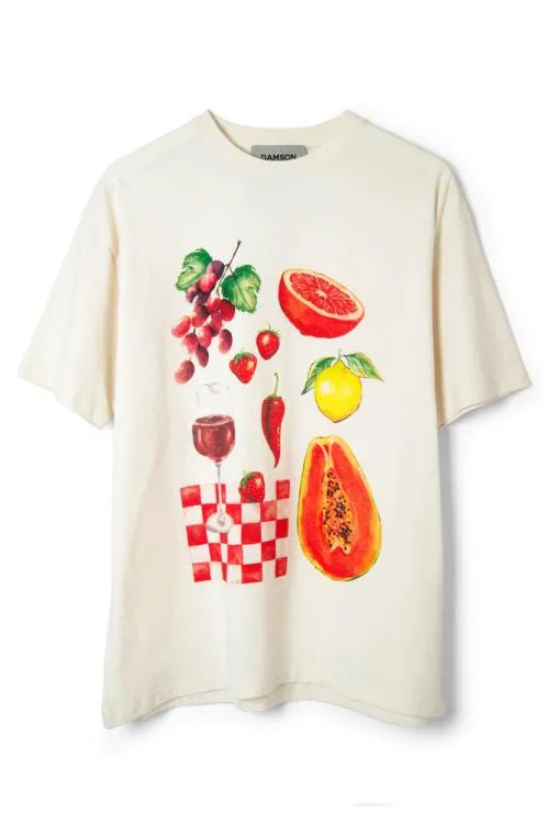 Women Tops Damson Madder Fruit Picnic Boyfriend Tee
