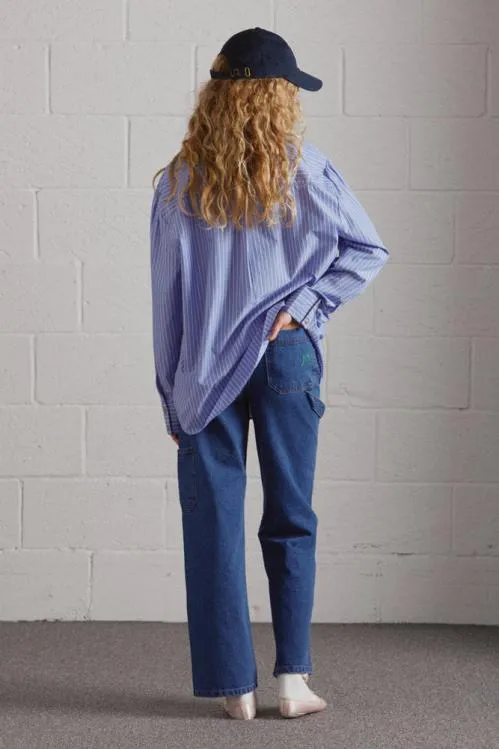 Women Tops Damson Madder Kendall Ruffle Shirt 8211 Blue Stripe
