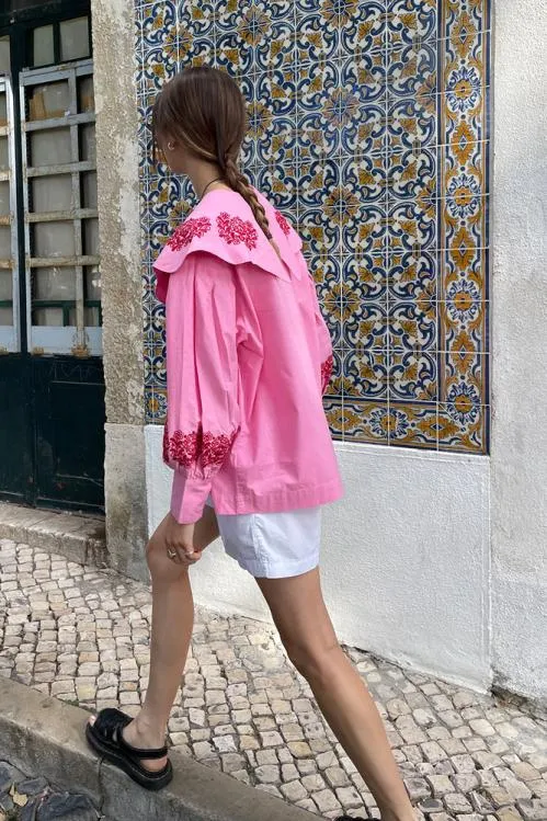 Women Tops Damson Madder Romeo Organic Cotton Broderie Blouse 8211 Pink Women Tops Damson Madder Romeo Organic Cotton Broderie Blouse 8211 Pink