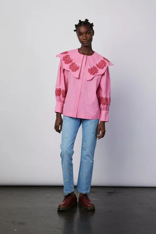 Women Tops Damson Madder Romeo Organic Cotton Broderie Blouse 8211 Pink Women Tops Damson Madder Romeo Organic Cotton Broderie Blouse 8211 Pink