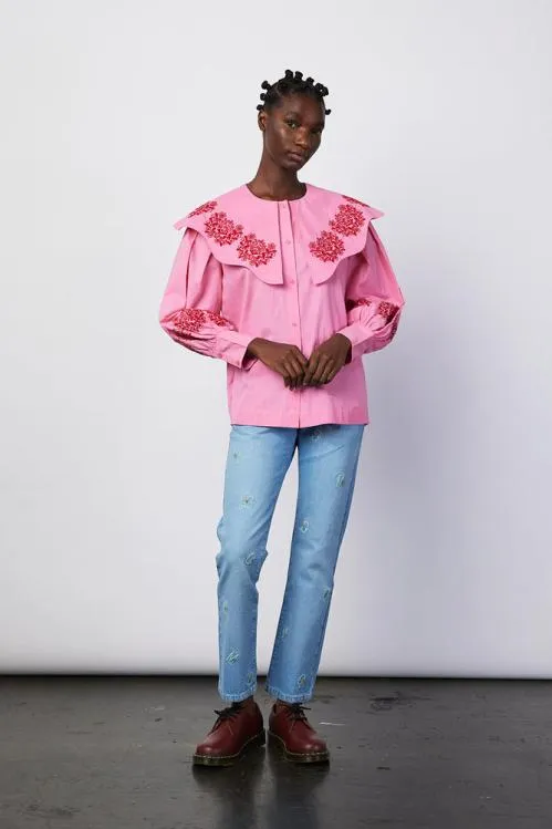 Women Tops Damson Madder Romeo Organic Cotton Broderie Blouse 8211 Pink Women Tops Damson Madder Romeo Organic Cotton Broderie Blouse 8211 Pink