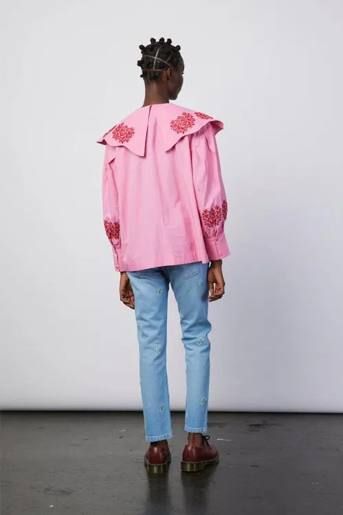Women Tops Damson Madder Romeo Organic Cotton Broderie Blouse 8211 Pink Women Tops Damson Madder Romeo Organic Cotton Broderie Blouse 8211 Pink