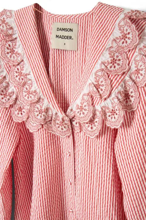 Women Tops Damson Madder Romilda Blouse 8211 Candy Stripe Broderie