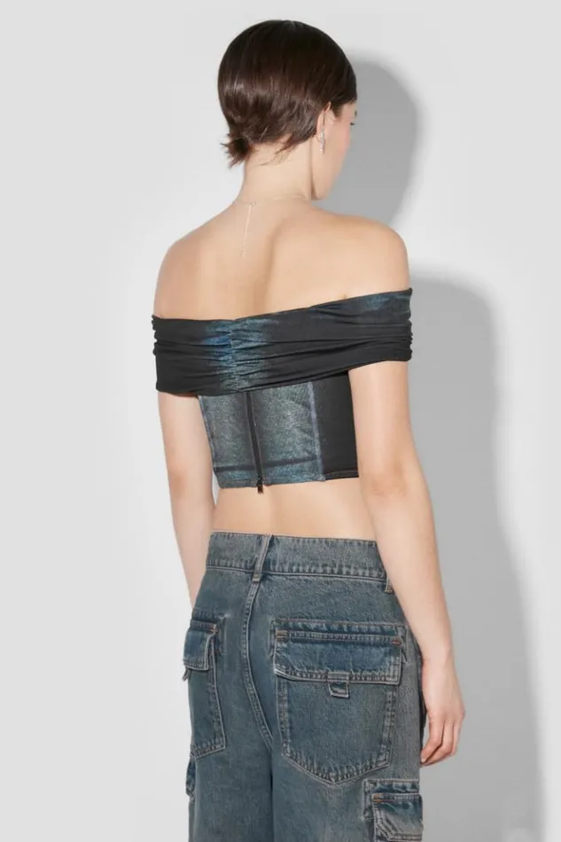 Women Tops MISBHV Denim Poly Laced Off Shoulder Corset Mlc