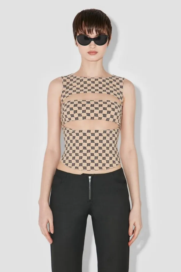 Women Tops MISBHV Elena Monogram Tank Top Beigeblack