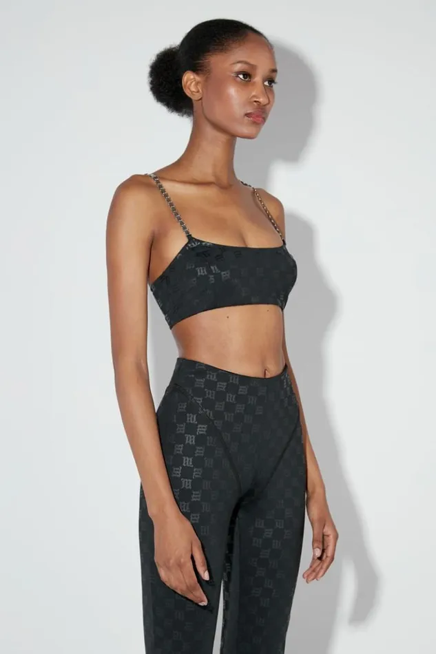 Women Tops MISBHV Lycra Monogram Spaghetti Bralette Black