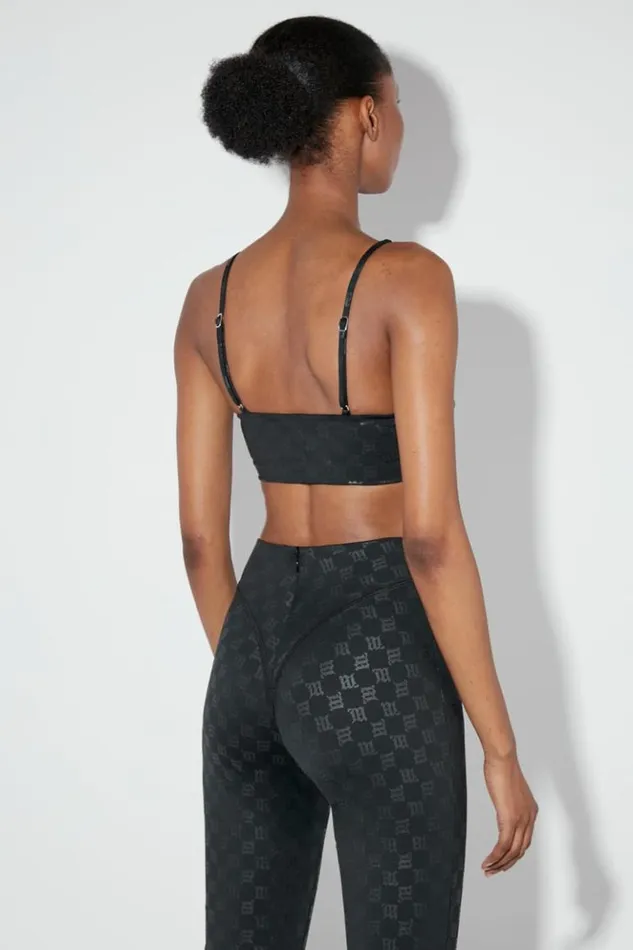 Women Tops MISBHV Lycra Monogram Spaghetti Bralette Black
