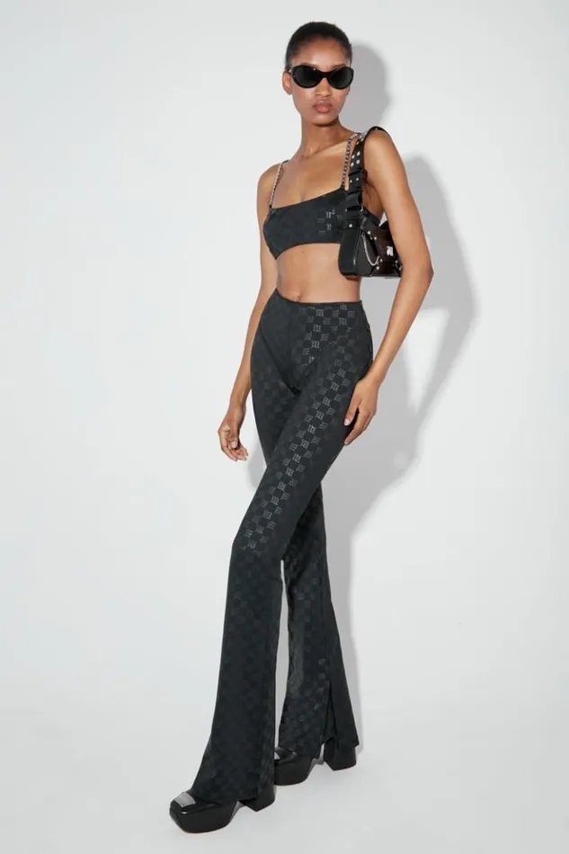 Women Tops MISBHV Lycra Monogram Spaghetti Bralette Black