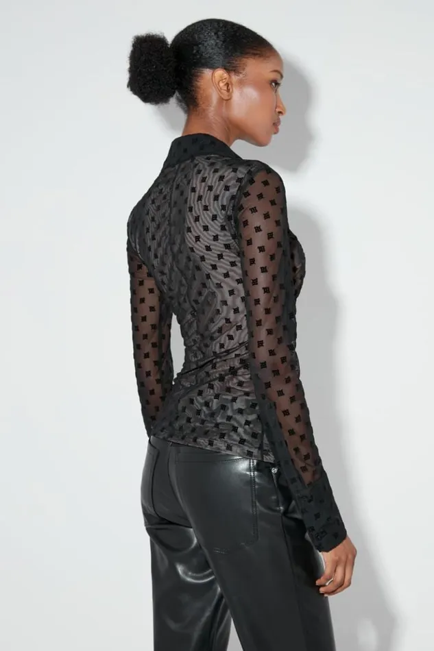 Women Tops MISBHV Monogram Mesh Shirt Black