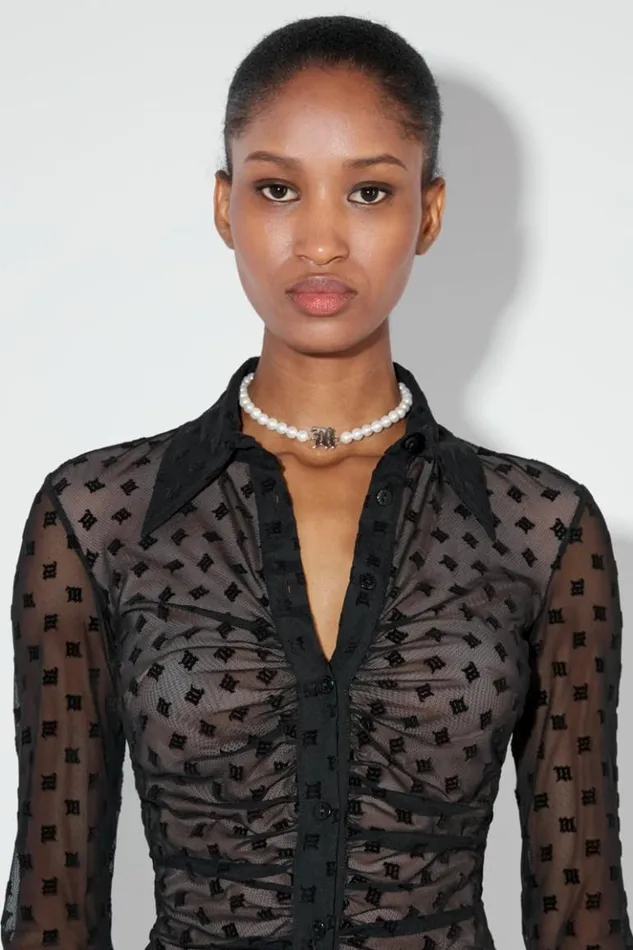 Women Tops MISBHV Monogram Mesh Shirt Black