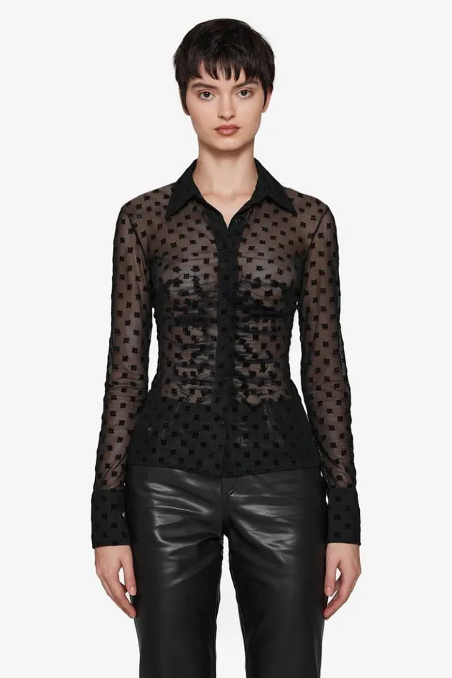 Women Tops MISBHV Monogram Mesh Shirt Black