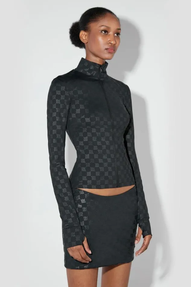 Women Tops MISBHV Monogram Zip Top Black