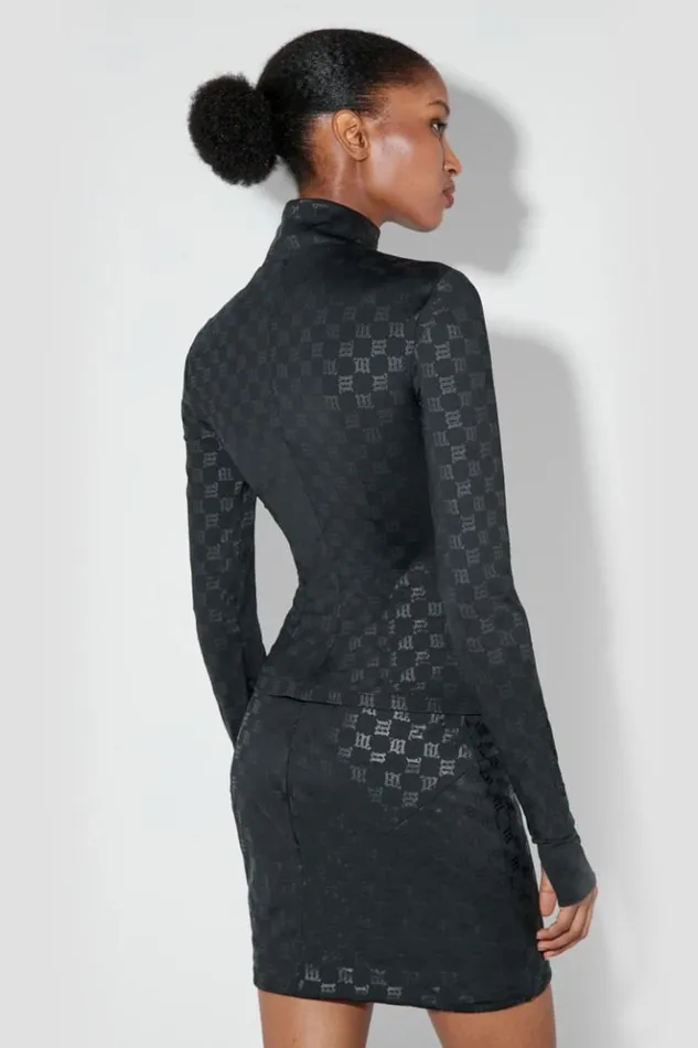 Women Tops MISBHV Monogram Zip Top Black