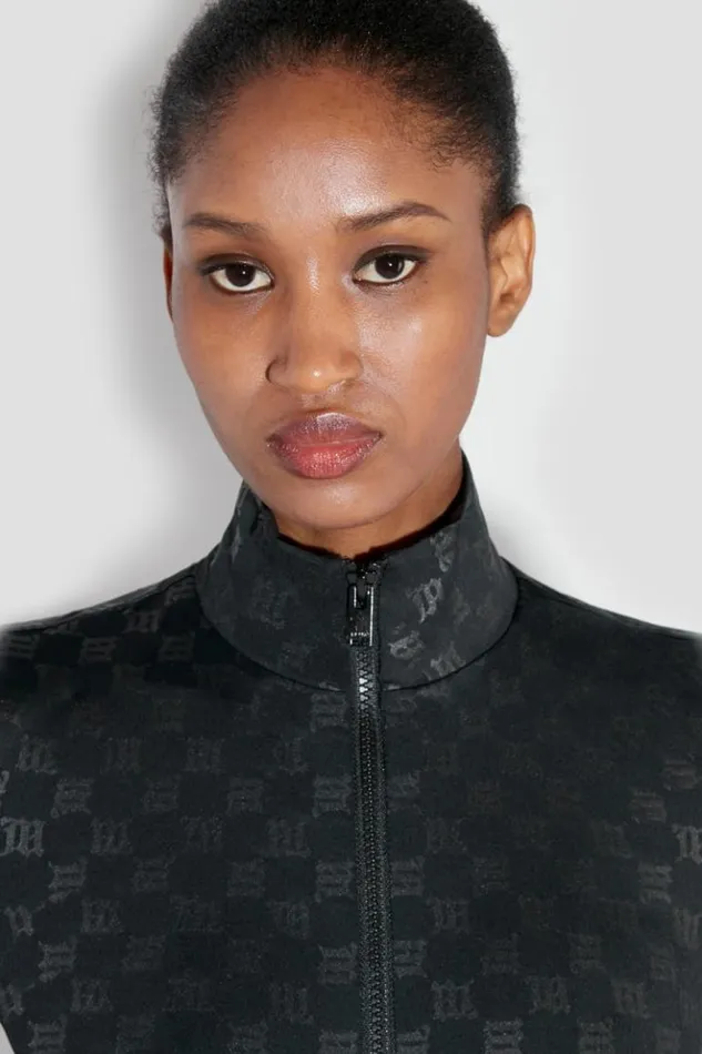 Women Tops MISBHV Monogram Zip Top Black