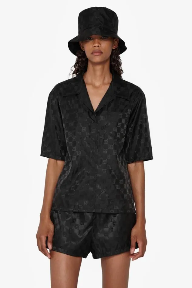 Women Tops MISBHV Nylon Monogram Cropped Shirt Black