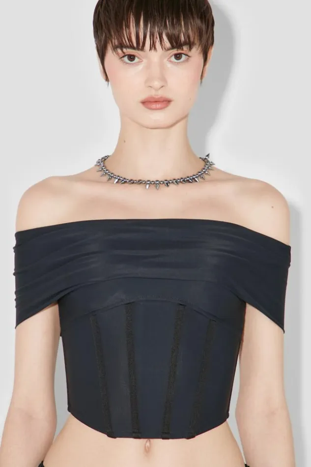Women Tops MISBHV Pandora Off Shoulder Corset Top Black