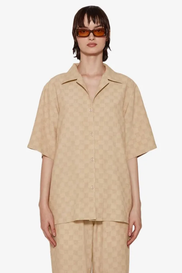 Women Tops MISBHV Resort Monogram Viscose Wool Shirt Beige
