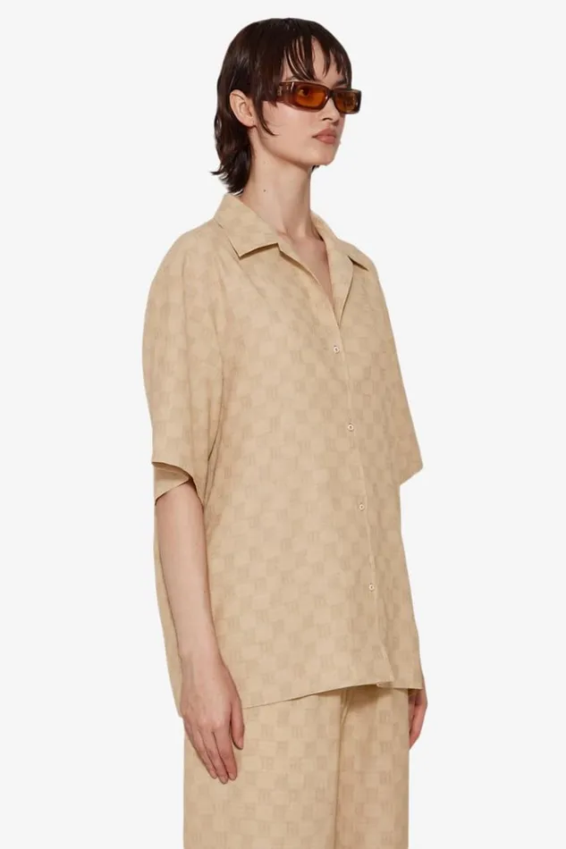 Women Tops MISBHV Resort Monogram Viscose Wool Shirt Beige