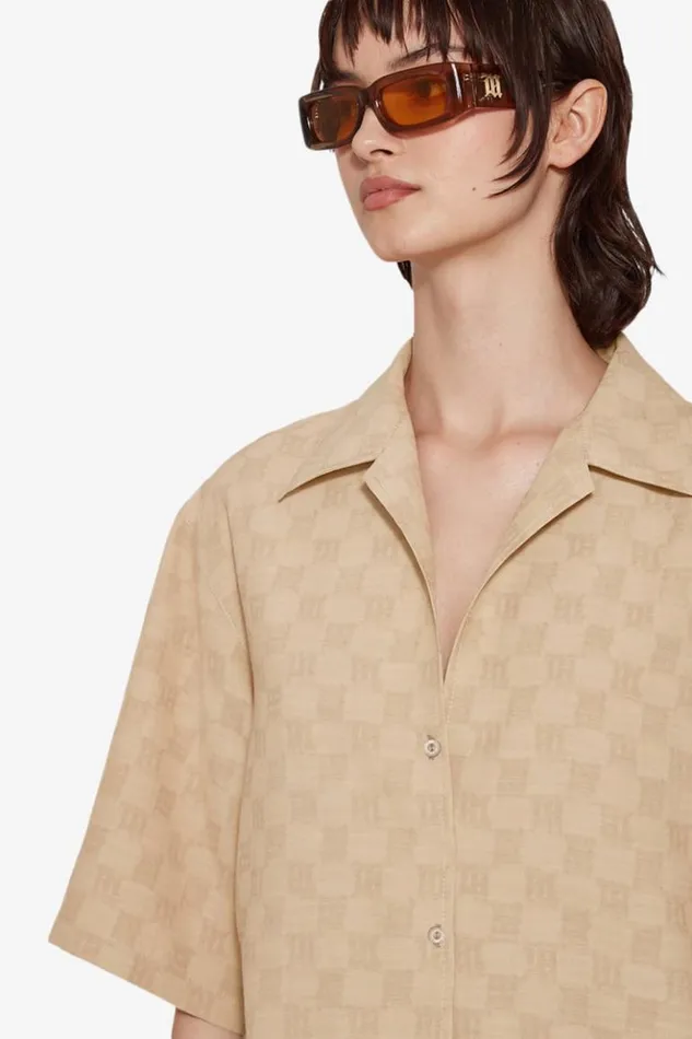 Women Tops MISBHV Resort Monogram Viscose Wool Shirt Beige
