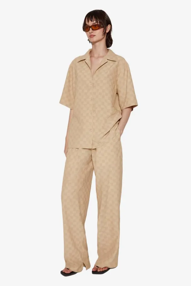 Women Tops MISBHV Resort Monogram Viscose Wool Shirt Beige