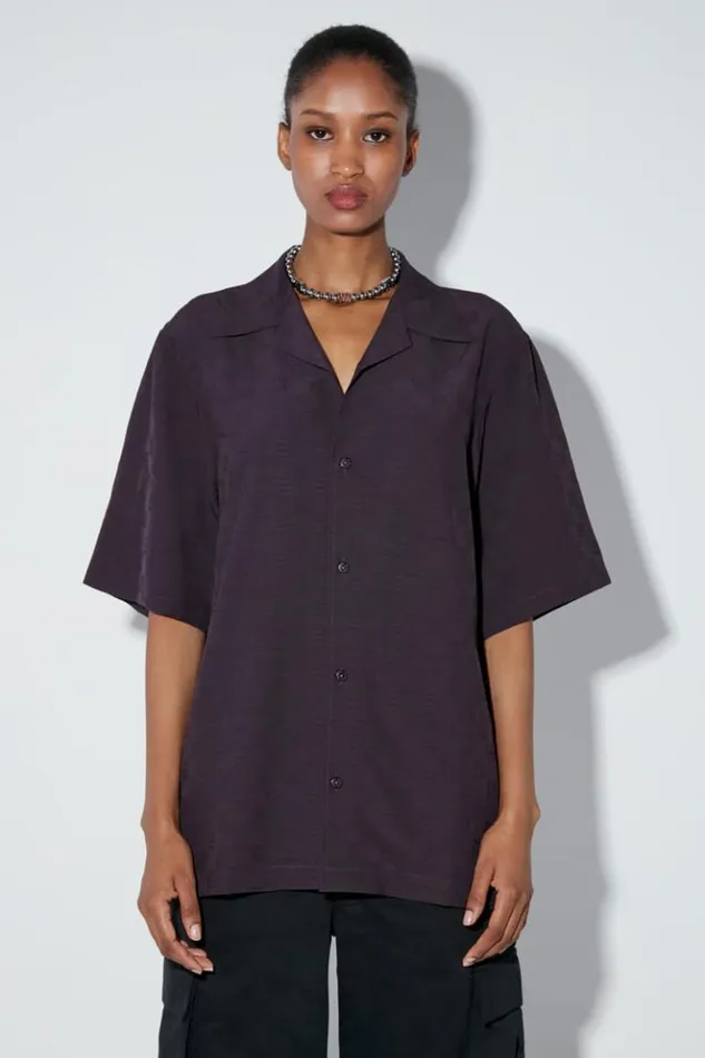 Women Tops MISBHV Resort Monogram Viscose Wool Shirt Washed Black