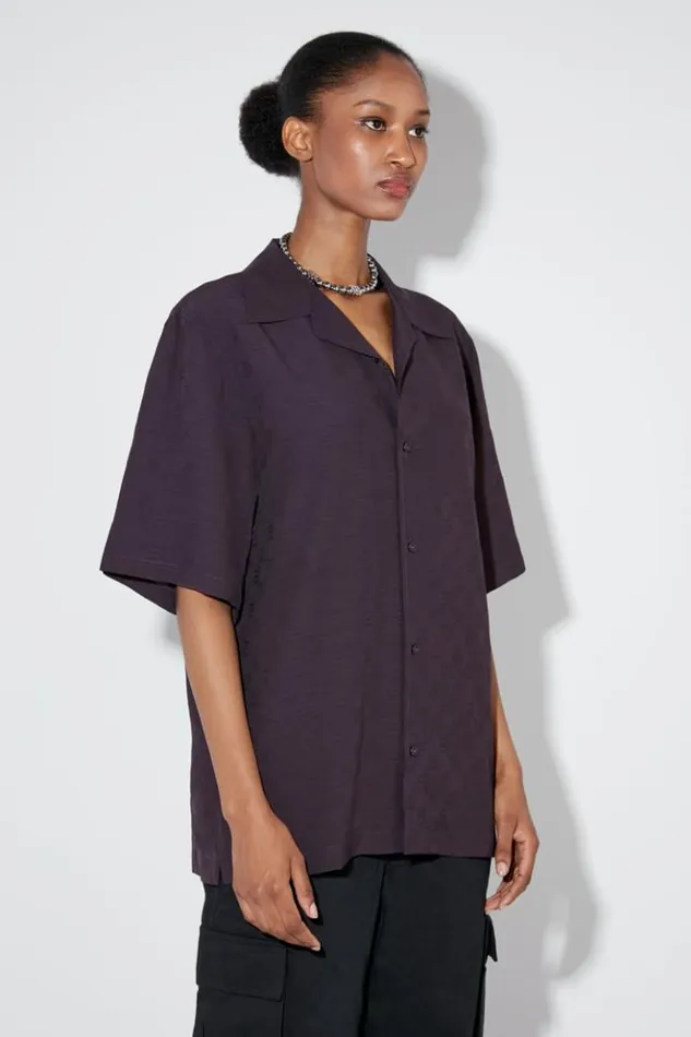 Women Tops MISBHV Resort Monogram Viscose Wool Shirt Washed Black